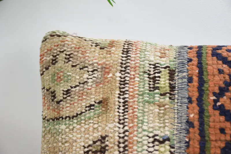 Armchair Cushion Cover, Pillow Sham, Ethnical Kilim Rug Pillow, Gift Pillow, Vintage Kilim Throw Pillow, 12x12 Blue Pillow Cover - 2