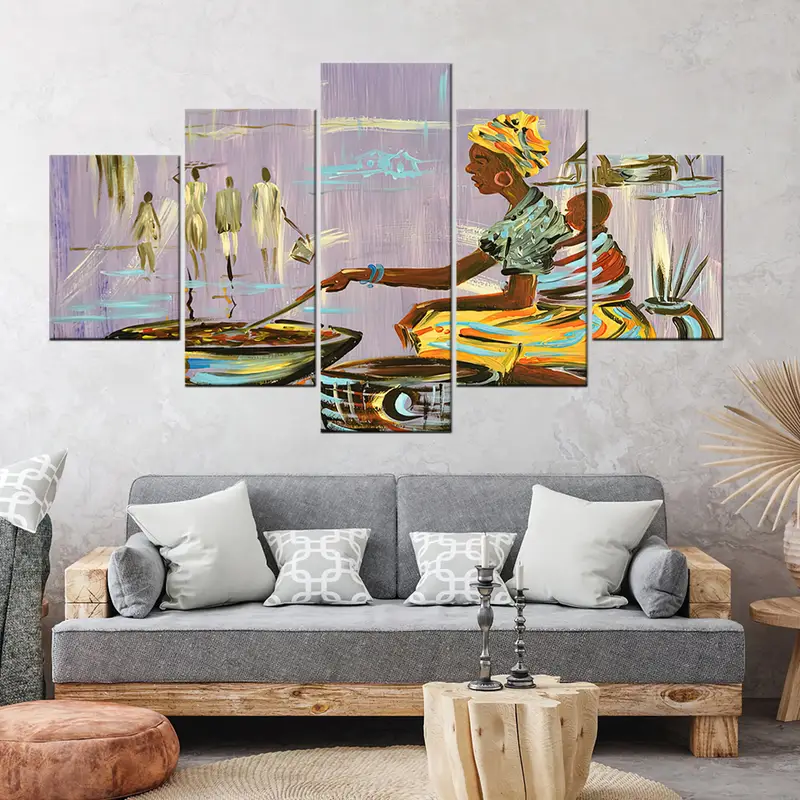 Nigerian Mum Painting, Nigerian Street Food Art, Nigerian Abstract Art, Nigerian Art Prints, Worker Mother Canvas, Strong Woman Wall Decor - 10