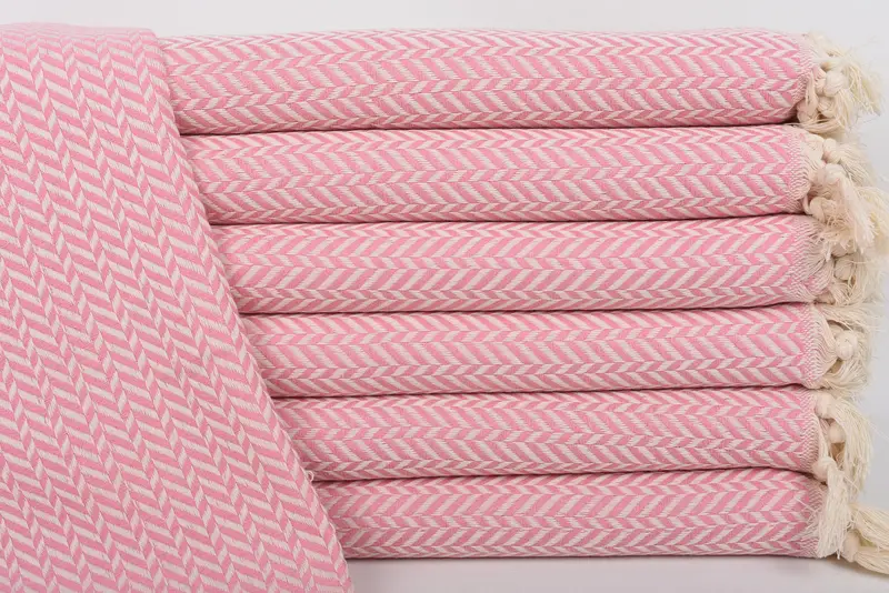 Light Powder Pink Chevron Tea Towel, 36x18 Inches, Organic Cotton