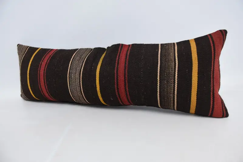 Throw Kilim Pillow, Luxury Cushion Case, Ethnical Kilim Rug Pillow, 12x36 Brown Cushion Cover, Vintage Kilim Throw Pillow, Cushion Cover - 4