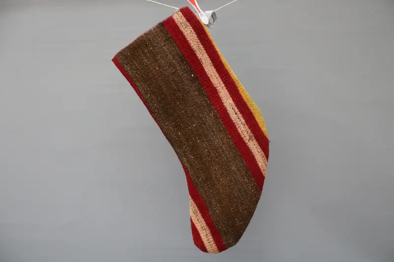 Kırmızı Noel Çorabı, Süsleme Desenli 9 İnç Geniş Çorap