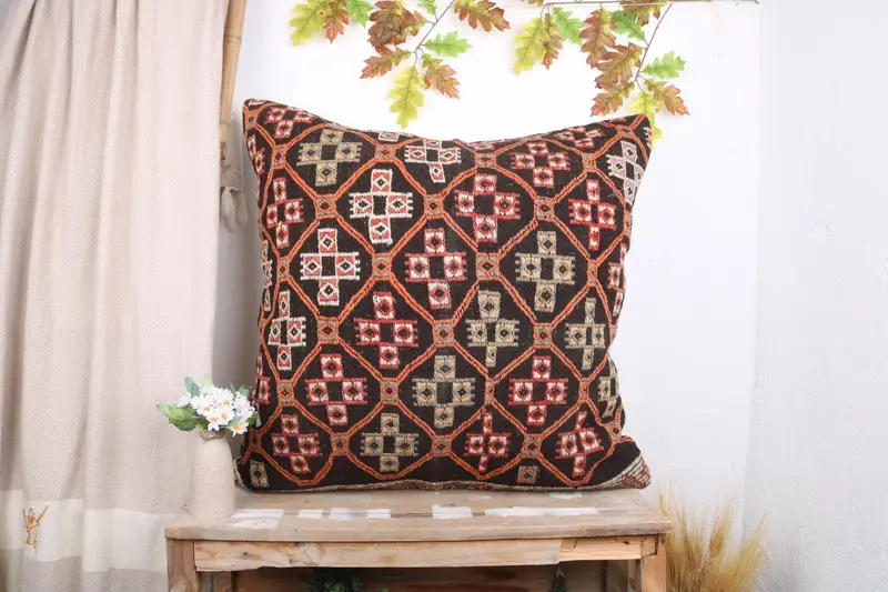 32x32 Brown Pillow Cover, Chair Cushion Cover, Pillow for Couch, Handmade Cushion Cover, Cushion Cover, Gift Pillow, Interior Designer Pillow - 1