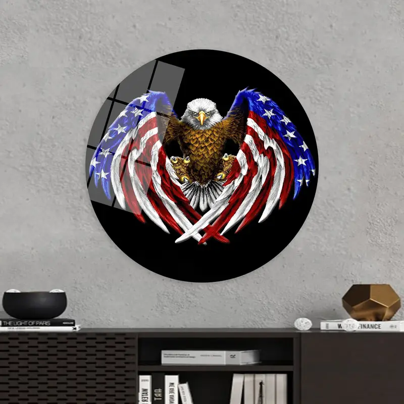 雄大な白頭ワシ キャンバス プリント - アメリカ国旗のテーマ