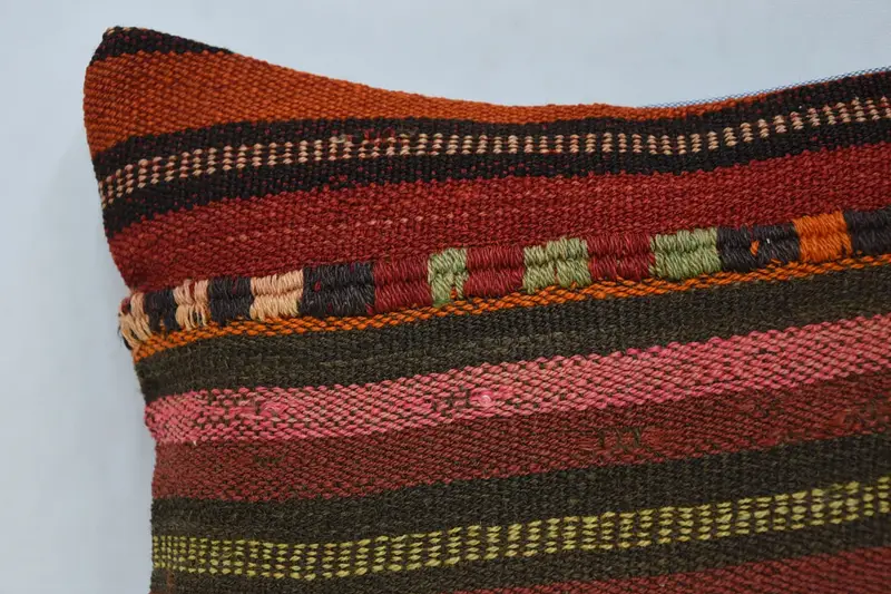 Gift Pillow, Kilim Pillow Cover, 12x12 Red Pillow, Meditation Pillow Case, Neutral Throw Pillow Sham, Cushion Cover, Turkish Kilim Pillow - 2