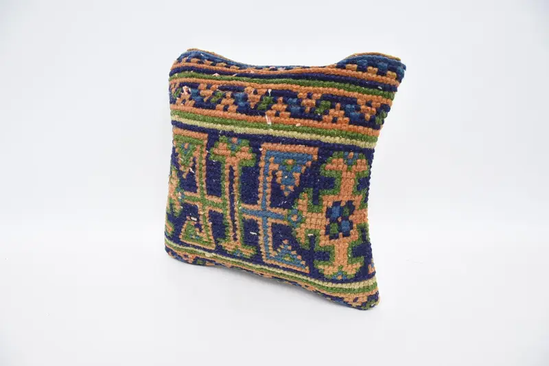 Pillow for Couch, Ikat Pillow Sham, Boho Pillow, Pillow Case, 12x12 Orange Cushion, Turkish Corner Cushion, Kilim Pillow, Ethnic Throw Pillow - 4