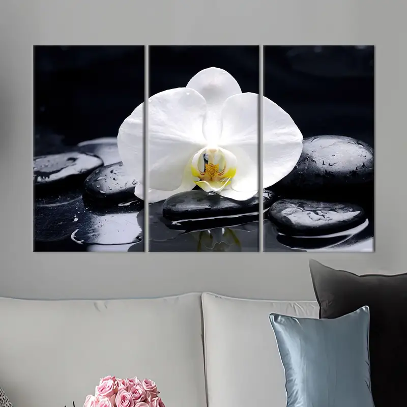 エレガントなオーキッド スパ ストーン キャンバス プリント - ユニークなギフト