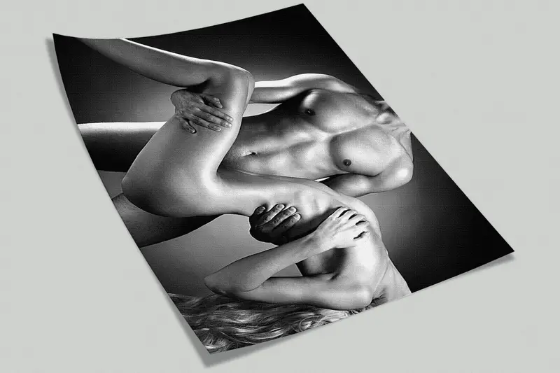 Modern Wall Paper, Sexy Woman Wall Painting, Custom Wall Paper, Bright Wall Paper, Naked Couple Photo, Sensual Couple Wall Mural, Mature Art - 7