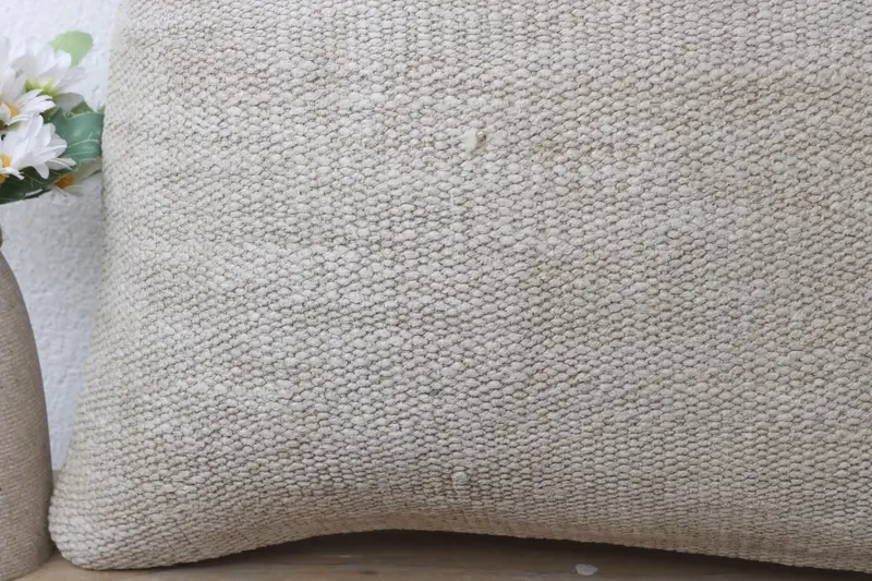 Cushion Cover, 16x16 Beige Pillow Case, Turkish Pillow, Boho Pillow Sham Cover, Bench Cushion, Office Chair Cushion Cover, Kilim Cushion Sham - 3