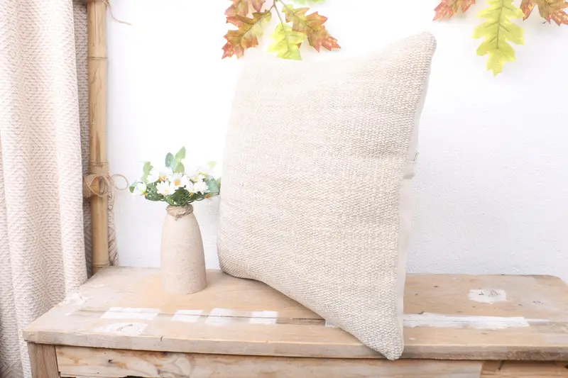Cushion Cover, 16x16 Beige Pillow Case, Turkish Pillow, Boho Pillow Sham Cover, Bench Cushion, Office Chair Cushion Cover, Kilim Cushion Sham - 4