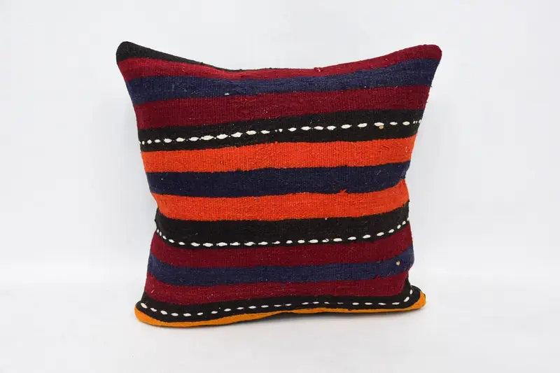 Vintage Kilim Throw Pillow, Couch Pillow, Patio Cushion Cover, Pillow Case, 20x20 Red Cushion, Antique Pillows, Kilim Cushion Sham - 1