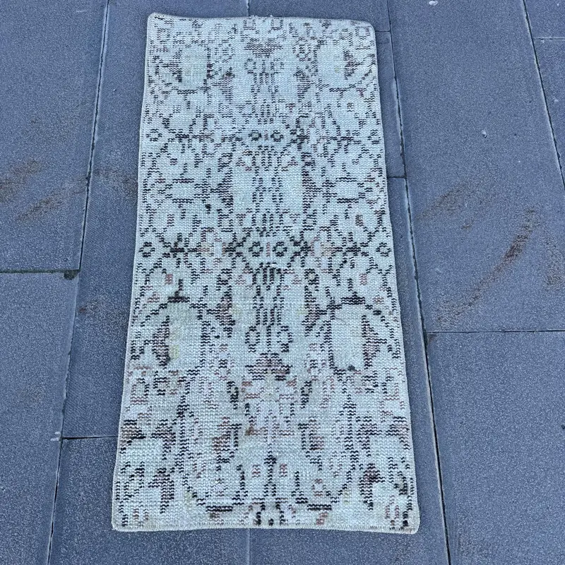 Handmade Beige Geometric Rug, Classic Style Rug