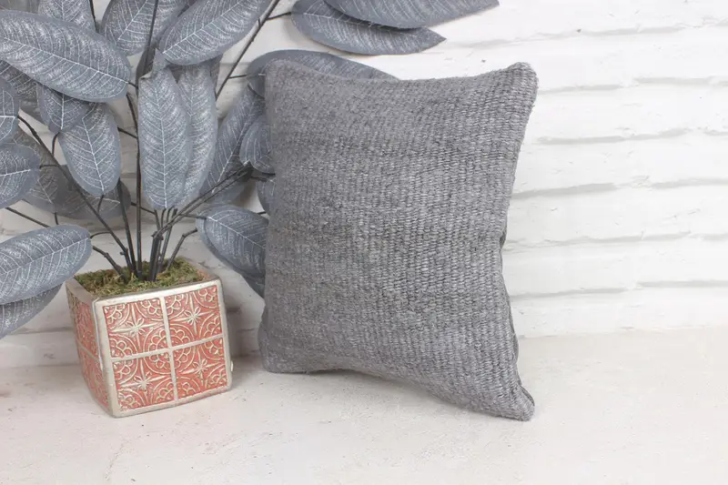 Pillow Cover, Pillow for Couch, Neutral Throw Cushion Cover, 12x12 Green Cushion, Retro Cushion, Kilim Pillow, Vintage Kilim Throw Pillow - 3