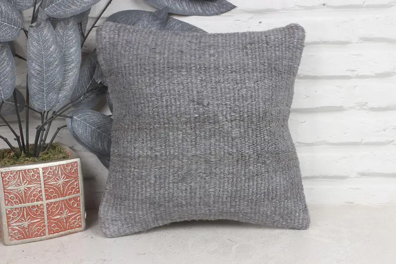 Pillow Cover, Pillow for Couch, Neutral Throw Cushion Cover, 12x12 Green Cushion, Retro Cushion, Kilim Pillow, Vintage Kilim Throw Pillow - 1