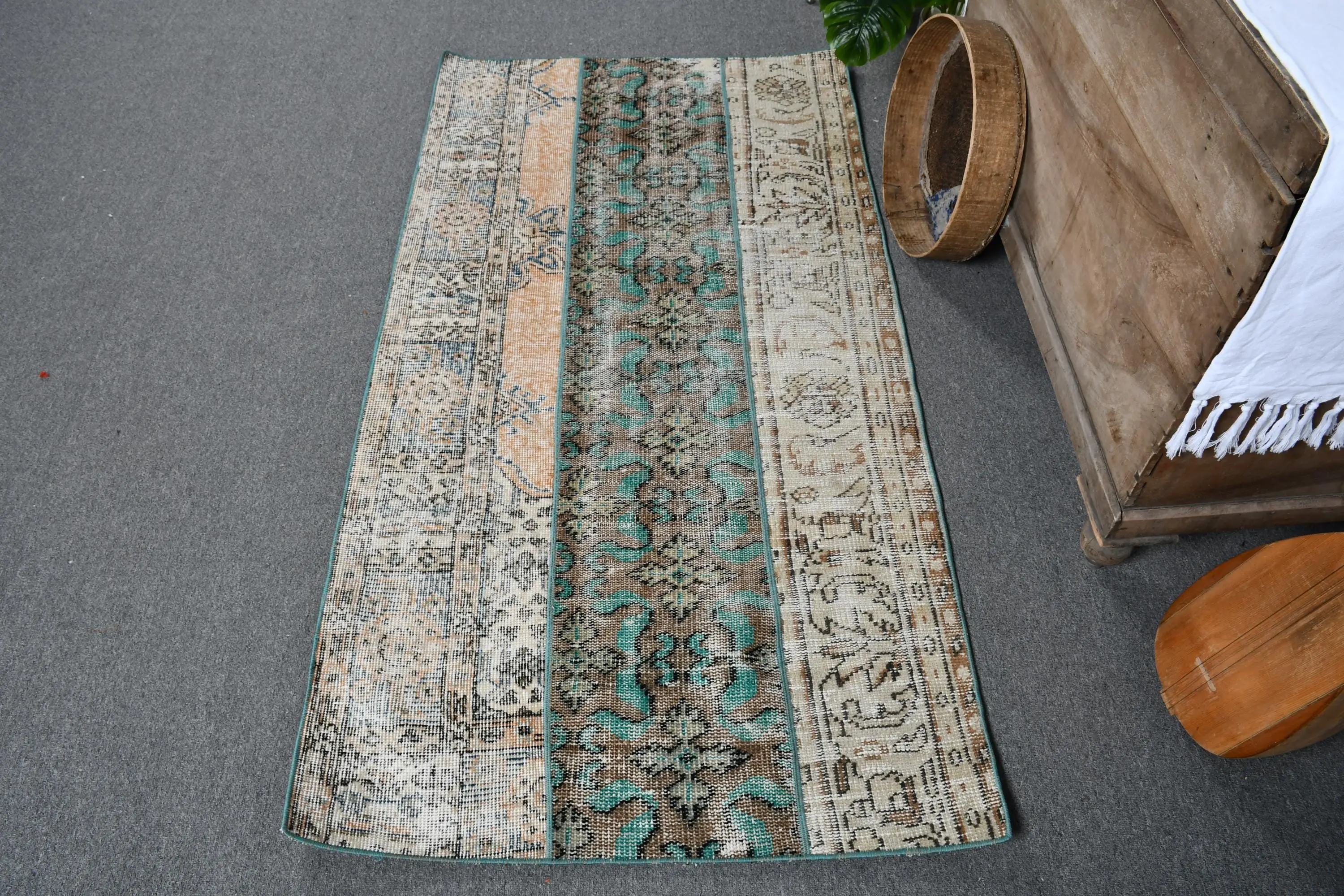 Kahverengi, Yeşil Soyut Halı, 2,9x5,4 ft Şık Dekor - 1