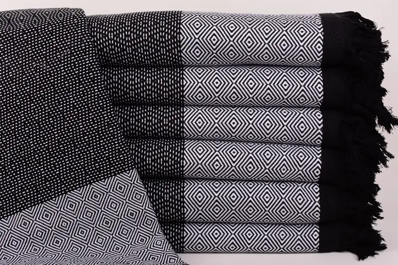 Summer Gift Boho Throw Blankets White Diamond Pattern, 99x79 Inches