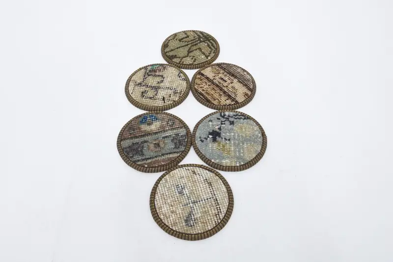 Bohemian Green and Brown Round Coaster, Stylish Bohemian Coaster