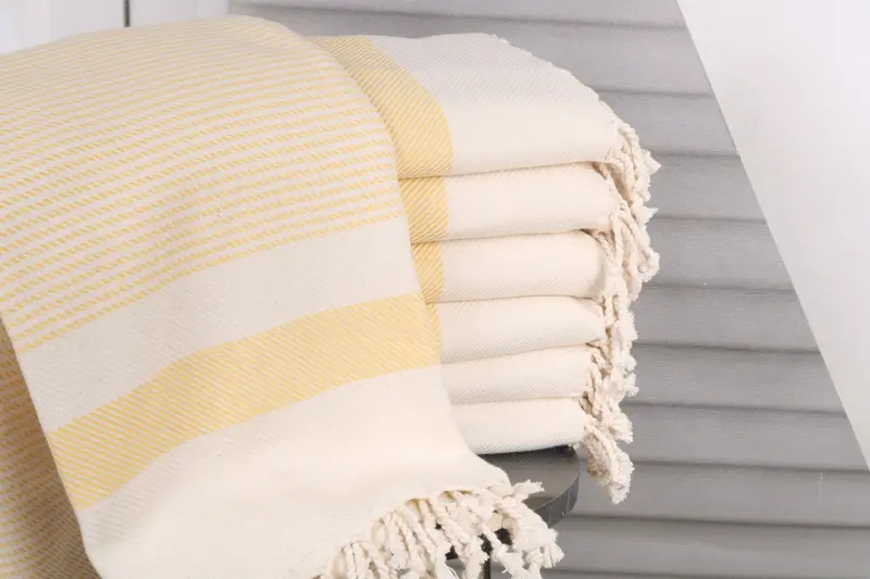 Pesthemal Yellow Polka Dot Towel, Organic Turkish Cotton, 40x71 Inches