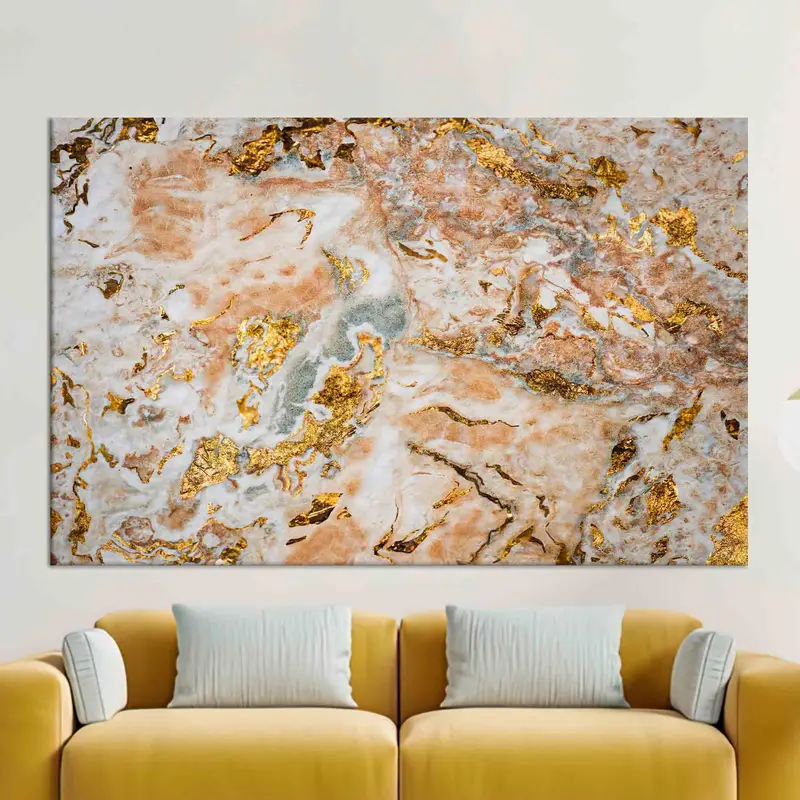 Elegant Gold Marble Printed Canvas: Contemporary Luxury Decor