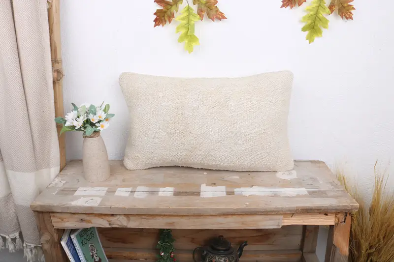 Muted Pillow, Pillow Sham, Kilim Pillow Cover, Boho Pillow, Hippie Throw Cushion Case, Yoga Pillow Case, 12x20 White Pillow Cover, Pillow for Sofa - 1
