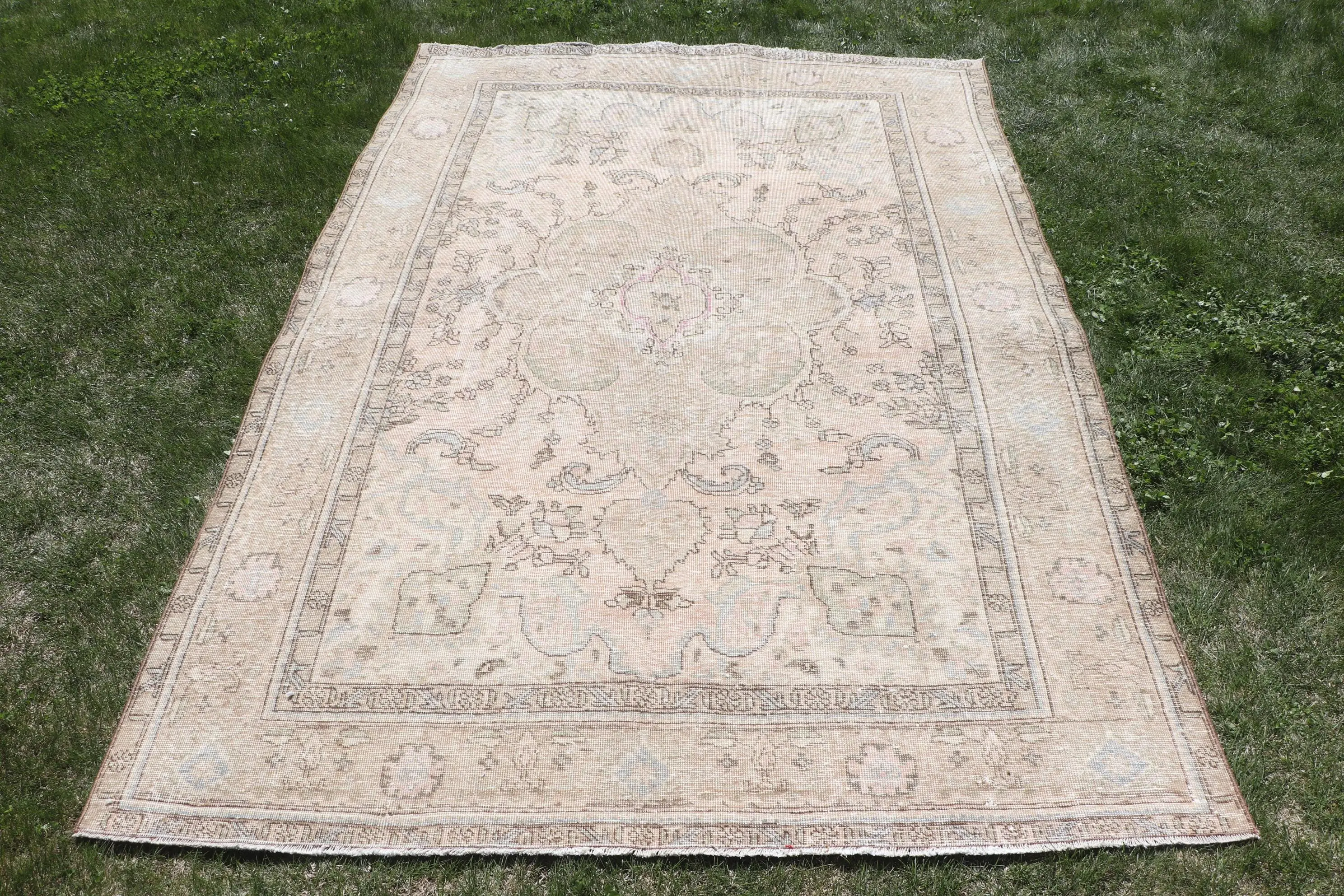 6,5x9,6 ft Teppich, türkischer Vintage Teppich, brauner massiver Wollteppich - 1