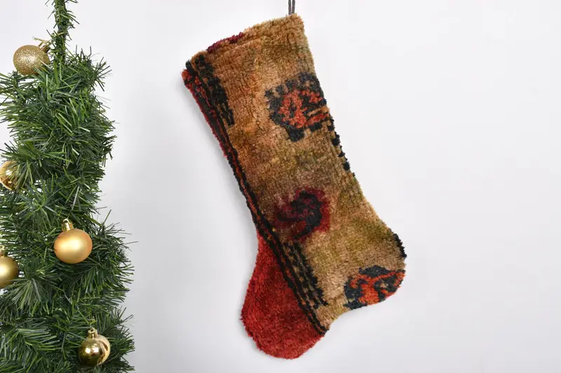 Patrón de adornos navideños, calcetín navideño de 7 pulgadas de ancho