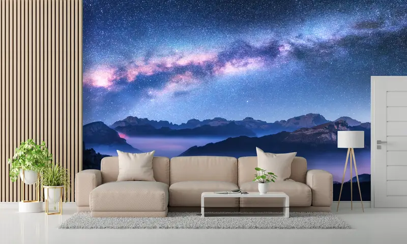 Basılı Duvar Kağıdı: Yıldızlı Gece Gökyüzü, Samanyolu, Galaksi Kozmos