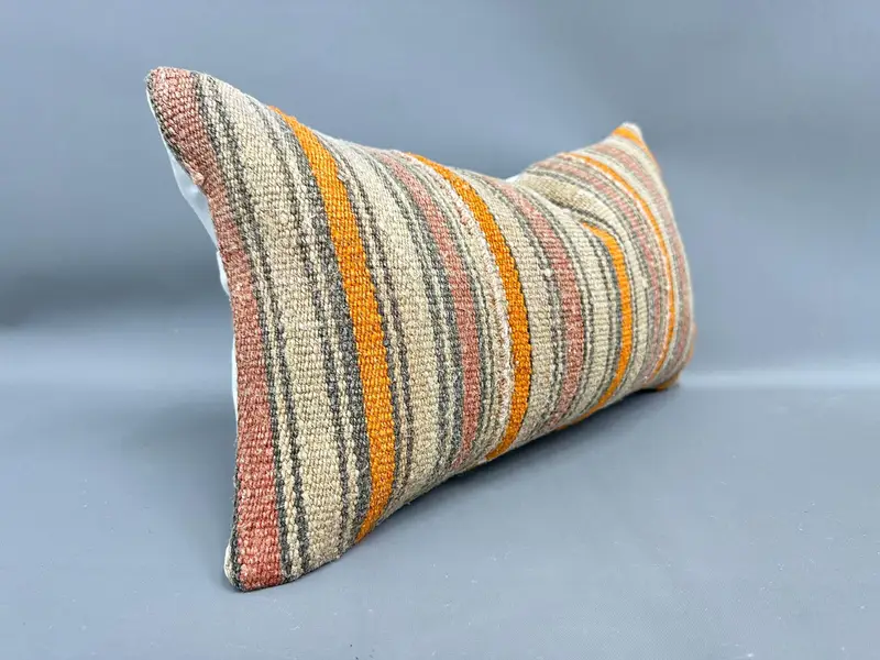 Handmade Kilim Cushion, Retro Pillow Sham, Interior Designer Pillow, Pillow Cover, 12x20 Beige Cushion Case, Sofa Pillow Case, Home Decor Pillow - 2