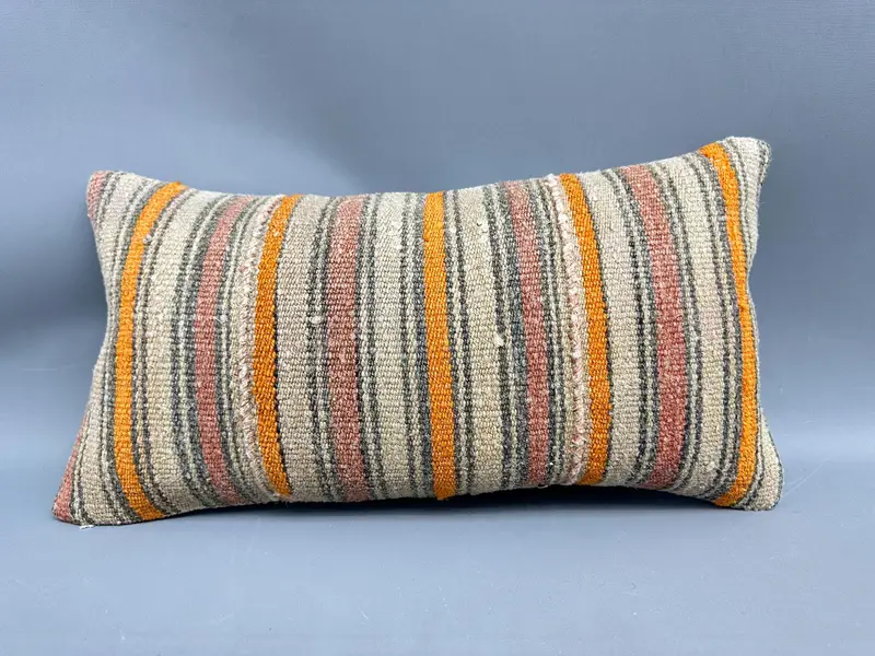 Handmade Kilim Cushion, Retro Pillow Sham, Interior Designer Pillow, Pillow Cover, 12x20 Beige Cushion Case, Sofa Pillow Case, Home Decor Pillow - 4