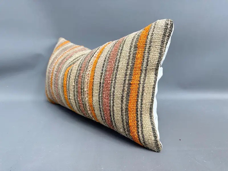 Handmade Kilim Cushion, Retro Pillow Sham, Interior Designer Pillow, Pillow Cover, 12x20 Beige Cushion Case, Sofa Pillow Case, Home Decor Pillow - 3