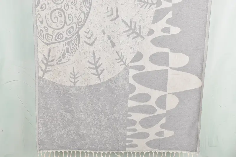 Personalized Turkish Bath Towel Turtle Design Dark Gray Cotton, 40x71 Inches