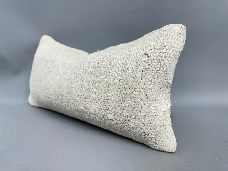 Antique Pillows, Yoga Pillow Case, Kilim Pillow, 8x16 Beige Pillow Sham, Pillow, Natural Pillow Case, Handmade Rug Seat Cushion Case, Boho Pillow - 3