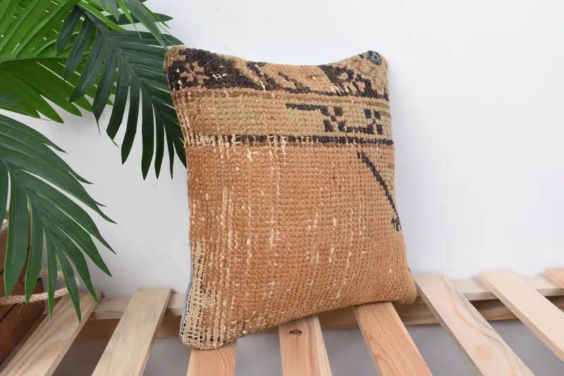 Turkish Pillow, 12x12 Beige Cushion Case, Interior Designer Pillow, Shabby Chic Cushion Case, Ethnical Kilim Rug Pillow, Pillow Cover - 4