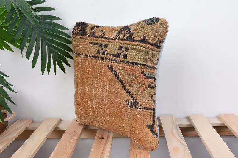 Turkish Pillow, 12x12 Beige Cushion Case, Interior Designer Pillow, Shabby Chic Cushion Case, Ethnical Kilim Rug Pillow, Pillow Cover - 5