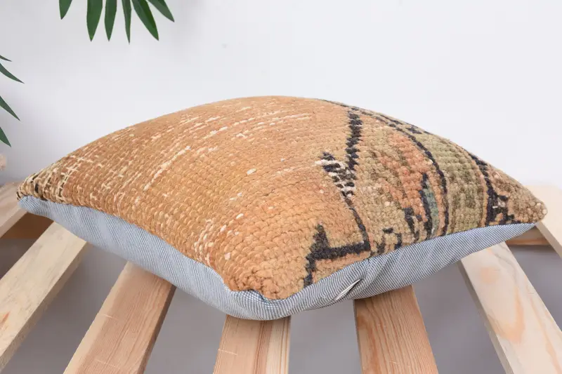 Turkish Pillow, 12x12 Beige Cushion Case, Interior Designer Pillow, Shabby Chic Cushion Case, Ethnical Kilim Rug Pillow, Pillow Cover - 6