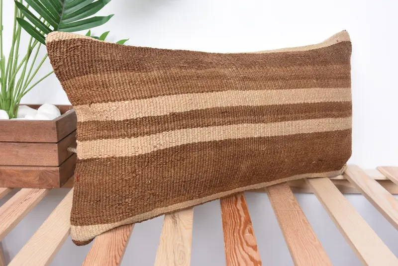 12x24 Brown Pillow Case, Handmade Cushion Cover, Gift Pillow, Cushion Cover, Sustainable Pillow Cover, Antique Pillows, Boho Pillow Sham Cover - 4