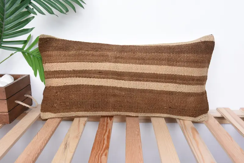 12x24 Brown Pillow Case, Handmade Cushion Cover, Gift Pillow, Cushion Cover, Sustainable Pillow Cover, Antique Pillows, Boho Pillow Sham Cover - 1