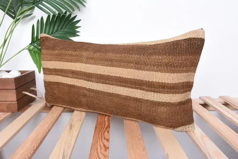 12x24 Brown Pillow Case, Handmade Cushion Cover, Gift Pillow, Cushion Cover, Sustainable Pillow Cover, Antique Pillows, Boho Pillow Sham Cover - 5