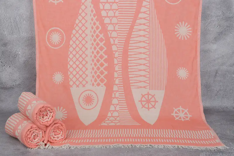 Bulk Order Towel, 70x38 Cotton Fish Design Towel, Bridesmaid Proposal Gift, Cotton towel, Best Friend Gift, Bridesmaid Gifts, Beach Towel Bulk - 1
