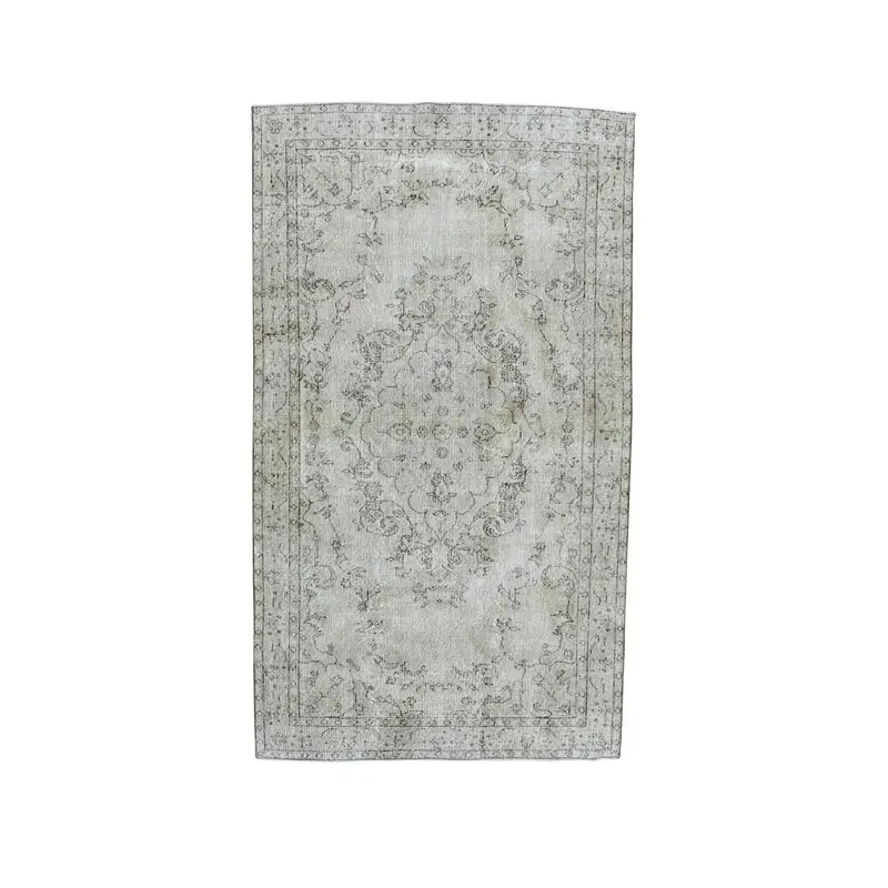 5.4x9.6 ft Turkish Rug, Vintage Large Rug, Gray White Camouflage Rug - 1