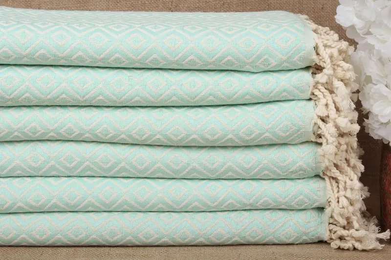 Toalla de playa turca personalizada, color beige menta, 40 x 71 pulgadas