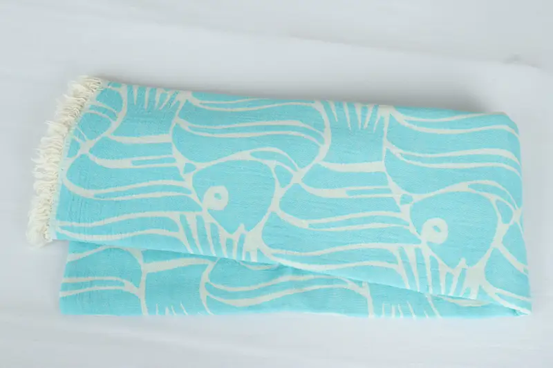Custom Blanket, Turkish Bedcover, 70x60 Cotton Fish Design Towel, Turkish Towel Beach Blanket, Personalized Blanket, Bachelorette Gifts, Summer Gift - 6