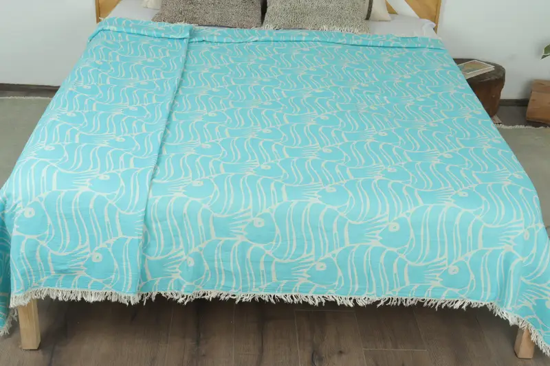 Custom Blanket, Turkish Bedcover, 70x60 Cotton Fish Design Towel, Turkish Towel Beach Blanket, Personalized Blanket, Bachelorette Gifts, Summer Gift - 8