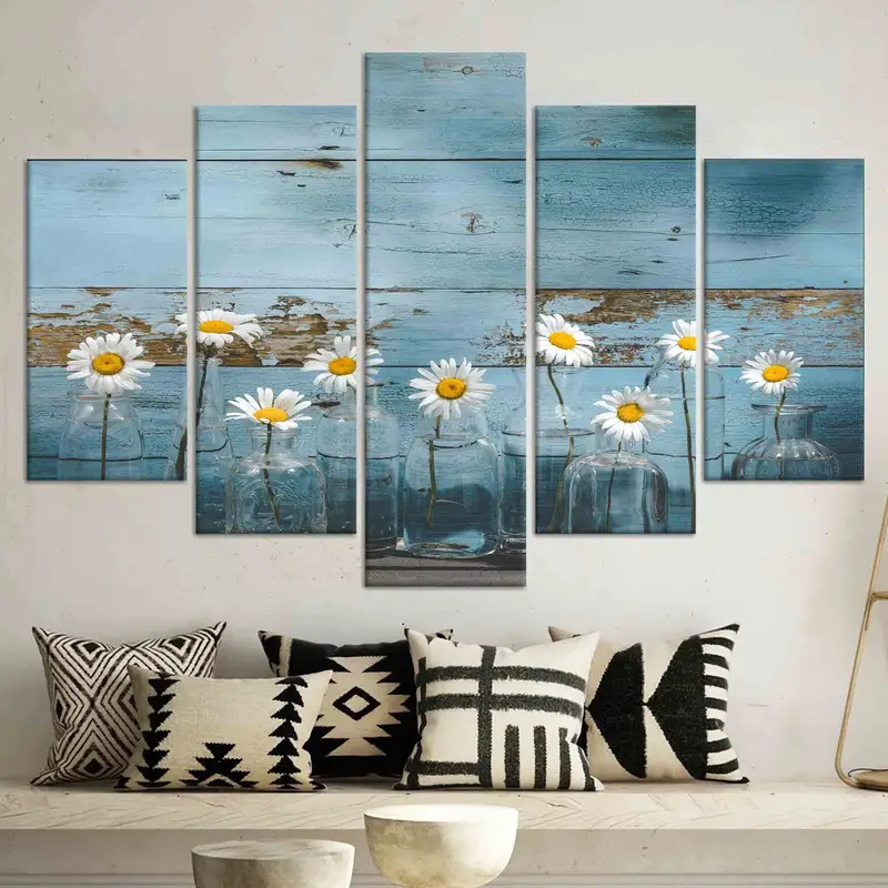 エレガントなデイジー ラバー キャンバス: ファームハウス デイジー フォト プリント