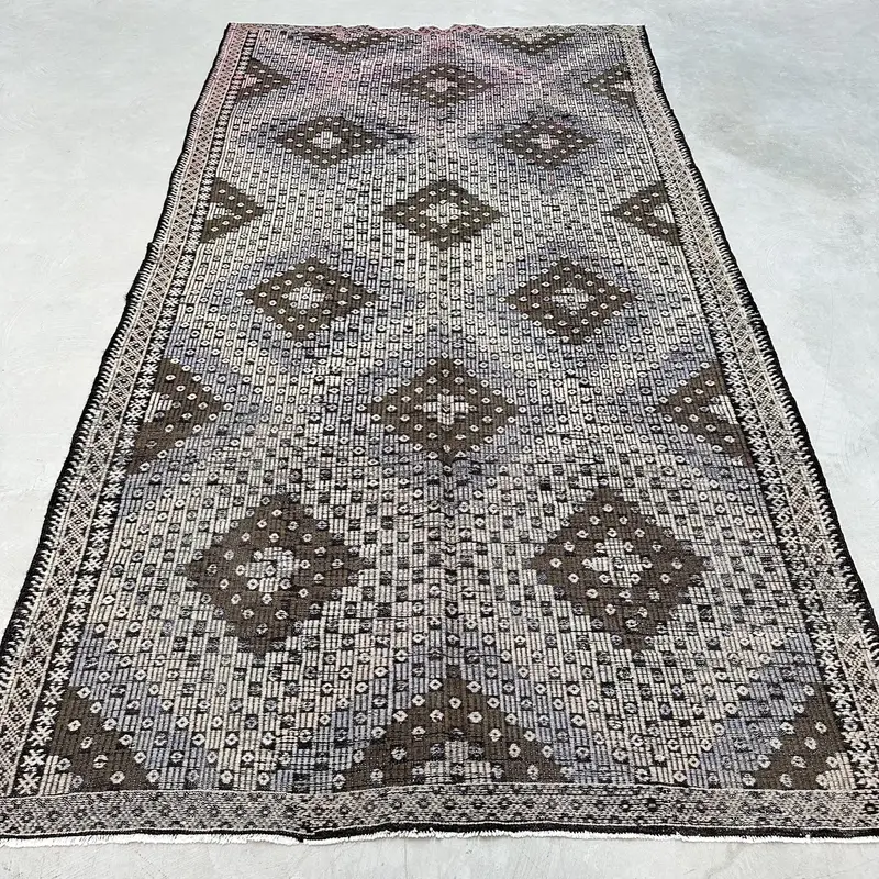 Zarif Bej ve Mor Halı, 6x10 ft Oryantal Tasarım