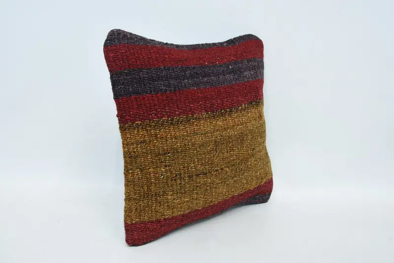 Pillow Sham, Ethnic Pillow Case, Home Decor Pillow, Antique Pillows, 12x12 Brown Cushion Cover, Art Deco Pillow, Boho Pillow Sham Cover - 3