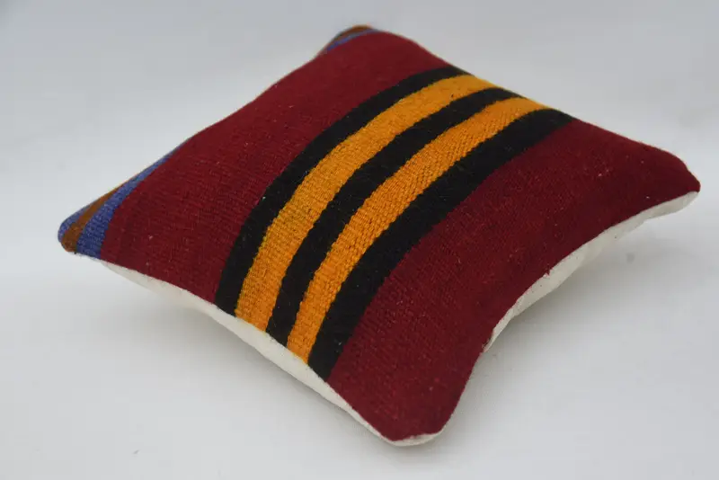 Kilim Pillow, 12x12 Red Pillow, Cushion Case, Home Decor Pillow, Meditation Cushion, Car Cushion, Handmade Kilim Cushion - 6
