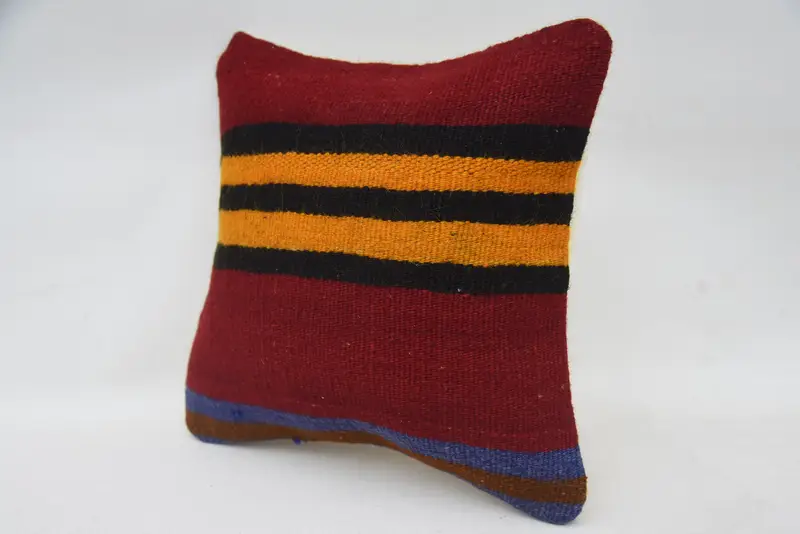 Kilim Pillow, 12x12 Red Pillow, Cushion Case, Home Decor Pillow, Meditation Cushion, Car Cushion, Handmade Kilim Cushion - 3