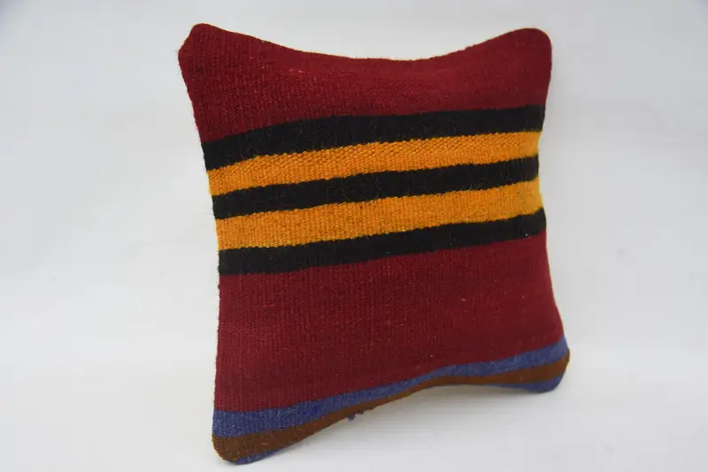 Kilim Pillow, 12x12 Red Pillow, Cushion Case, Home Decor Pillow, Meditation Cushion, Car Cushion, Handmade Kilim Cushion - 2