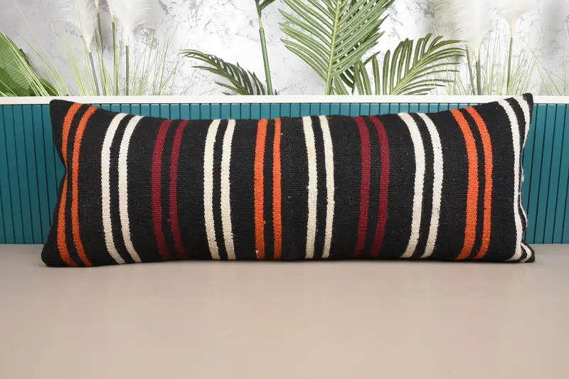 Vintage 16 x 42 Zoll gestreiftes Kissen Sham, Room Makeover Rechteckiges rotes Geschenk Ostergeschenkkissen - 1