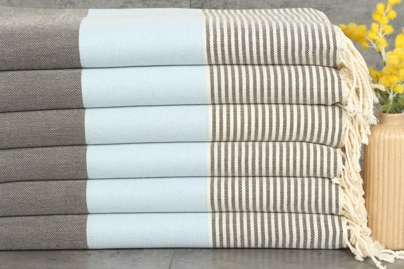 Bachelorette Towel Embroidered Beach Towel Baby Blue-Brown 40x69 Inches